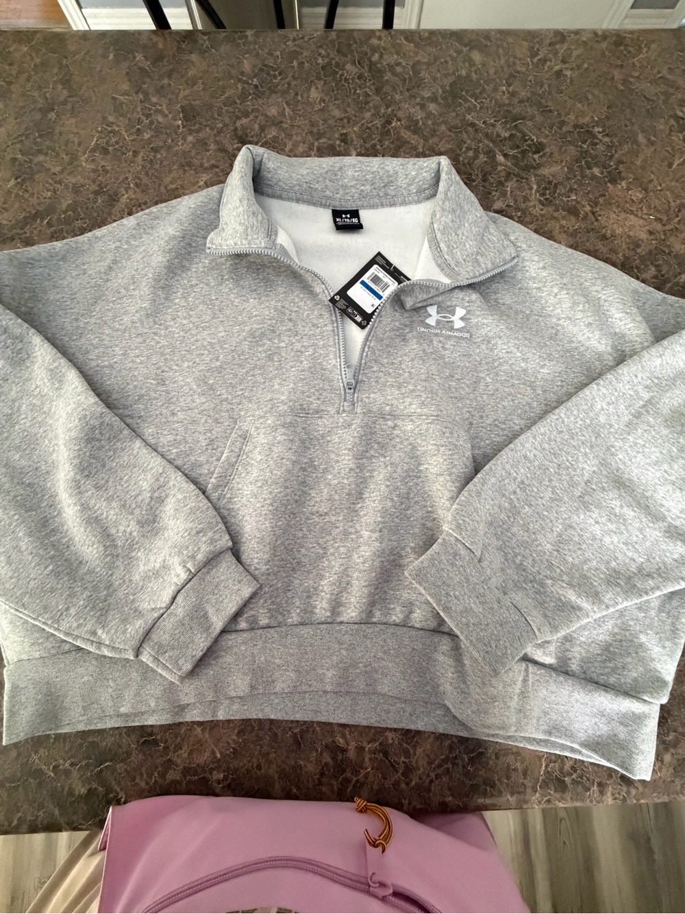 Under Armour Women's Heather Gray Quarter-Zip Pullover Hoodie